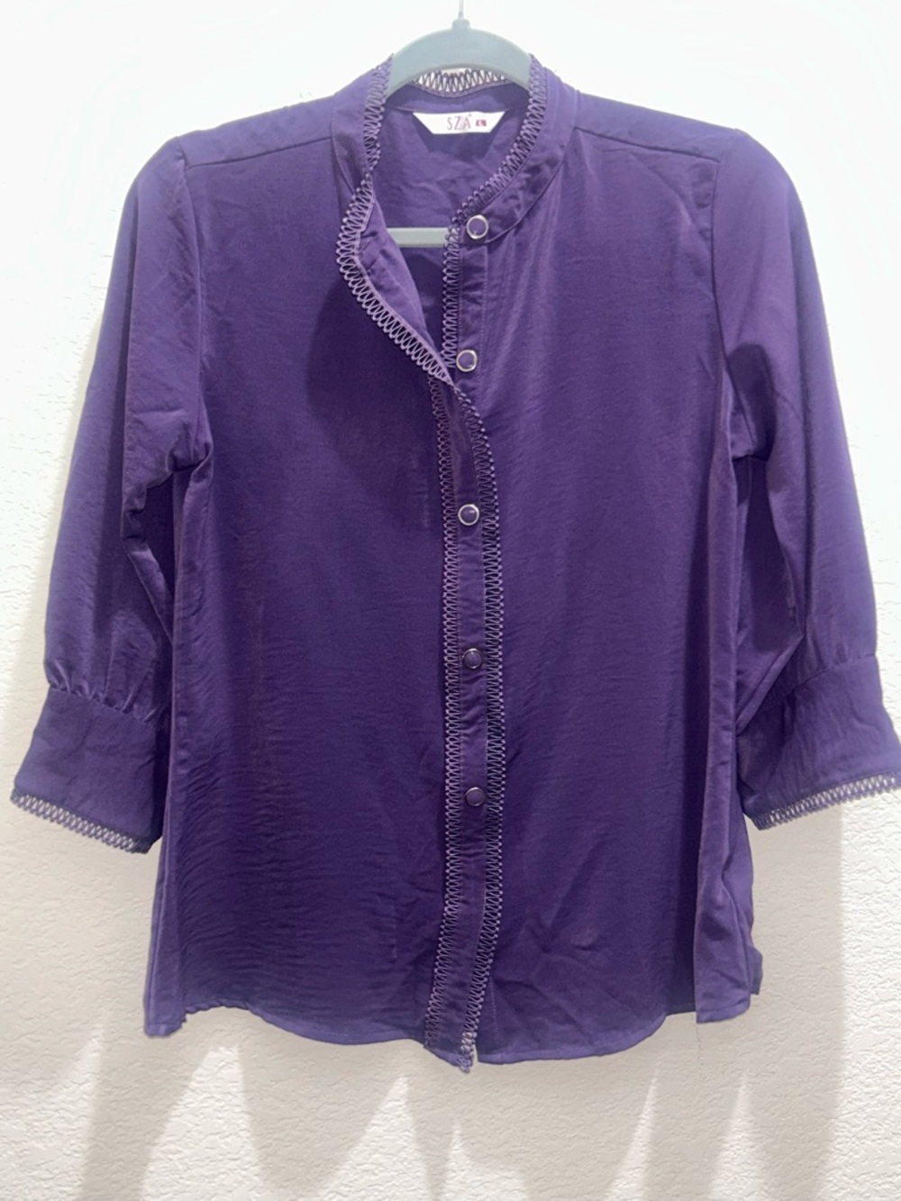 SZA Purple Button-Front Blouse